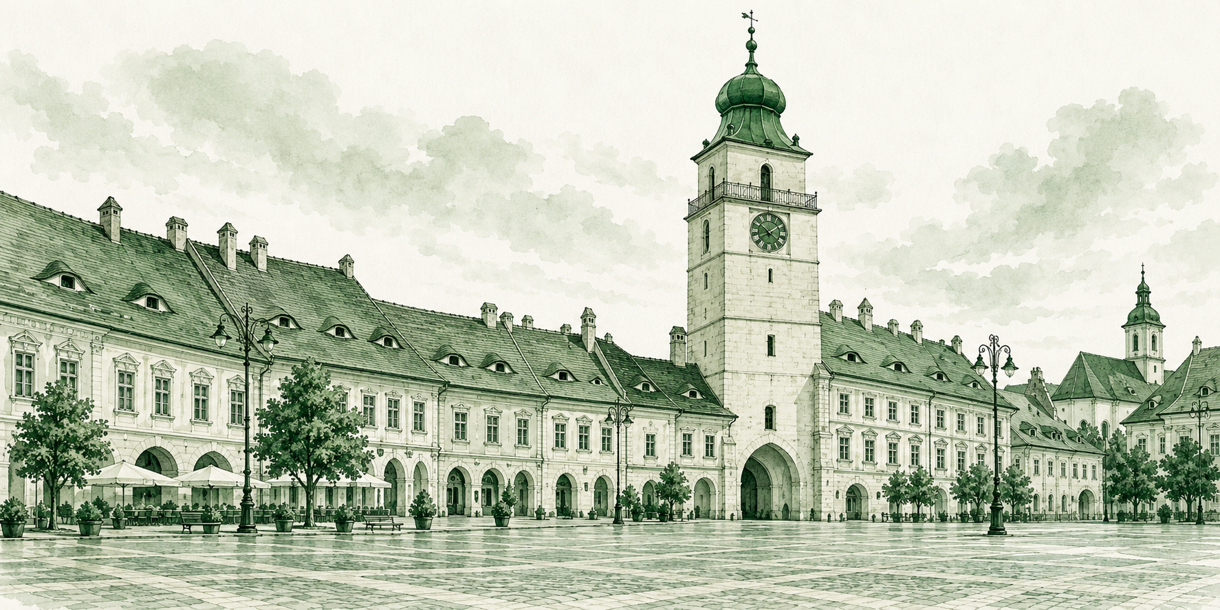 Patrimoniul urban din Sibiu, ilustrație în verde
